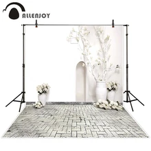 Allenjoy фон для фотосъемки с изображением белой розы стены белого горшок декорации принцесса свадьба виниловые фоны с изображением 10x20