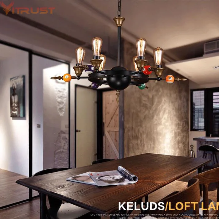 

Industrial Iron Chandeliers Lighting Cafe Bar Shop Hanging Lamps Avize LED Lampadari LOFT Chandelier Lighting Black Edison Bulb