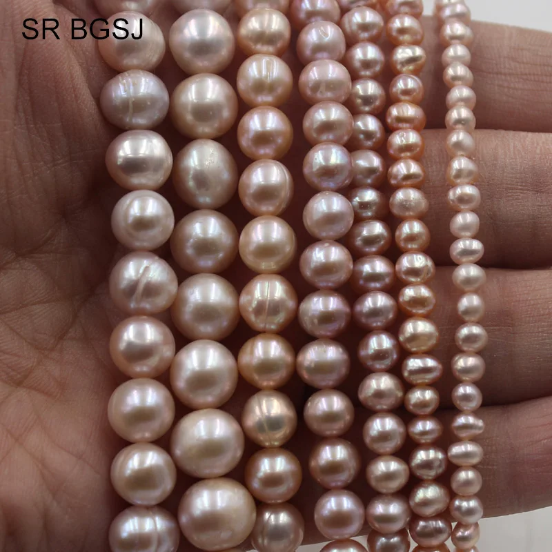 

Free Ship 4-11mm Nearly Round Purple Natural Freshwater Pearl Jewelry Design Beads Round Pearls Strand 15"