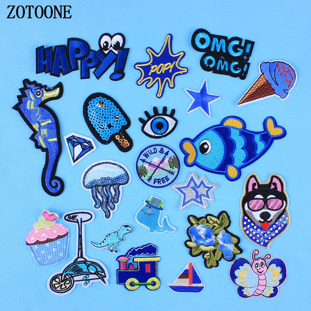 

ZOTOONE Iron On Transfer For Clothing Applique Embroidery Rose Flower Patches Dog Letter Star Cake Dinosaur Sewing On Patch