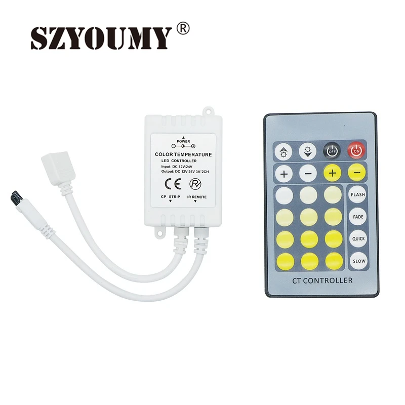

SZYOUMY 24 Key IR Remote Dimmer Controller For Dual White CT Color Temperature DC12-24V CCT Led Strip Light