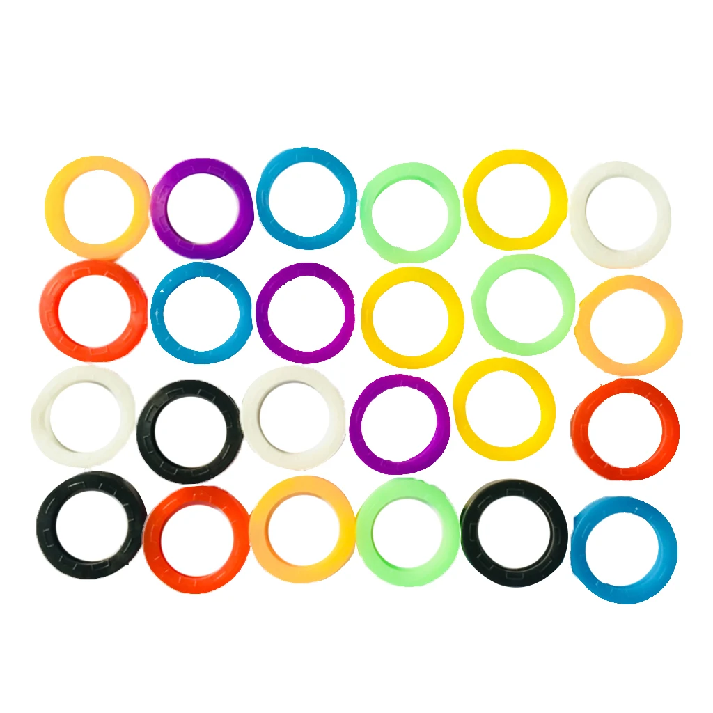 24 Pcs Assorted Color Multicolor Soft Round Key Locks Keys Cap Key Covers Topper Keyring