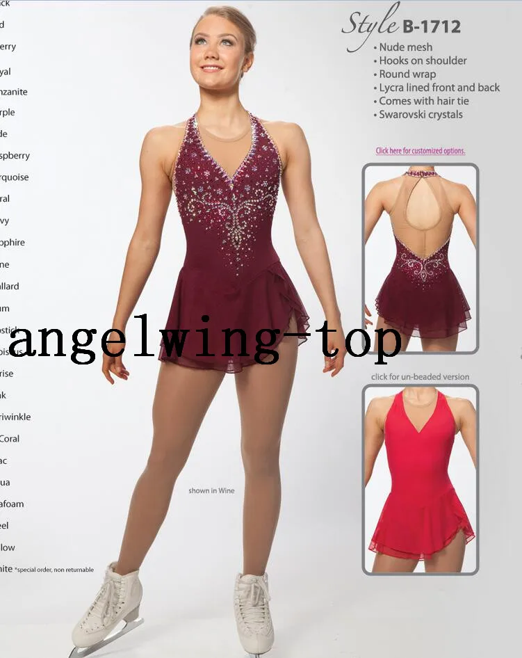 Wine Red Figure Skating Dresses Women Competition Skating Clothes