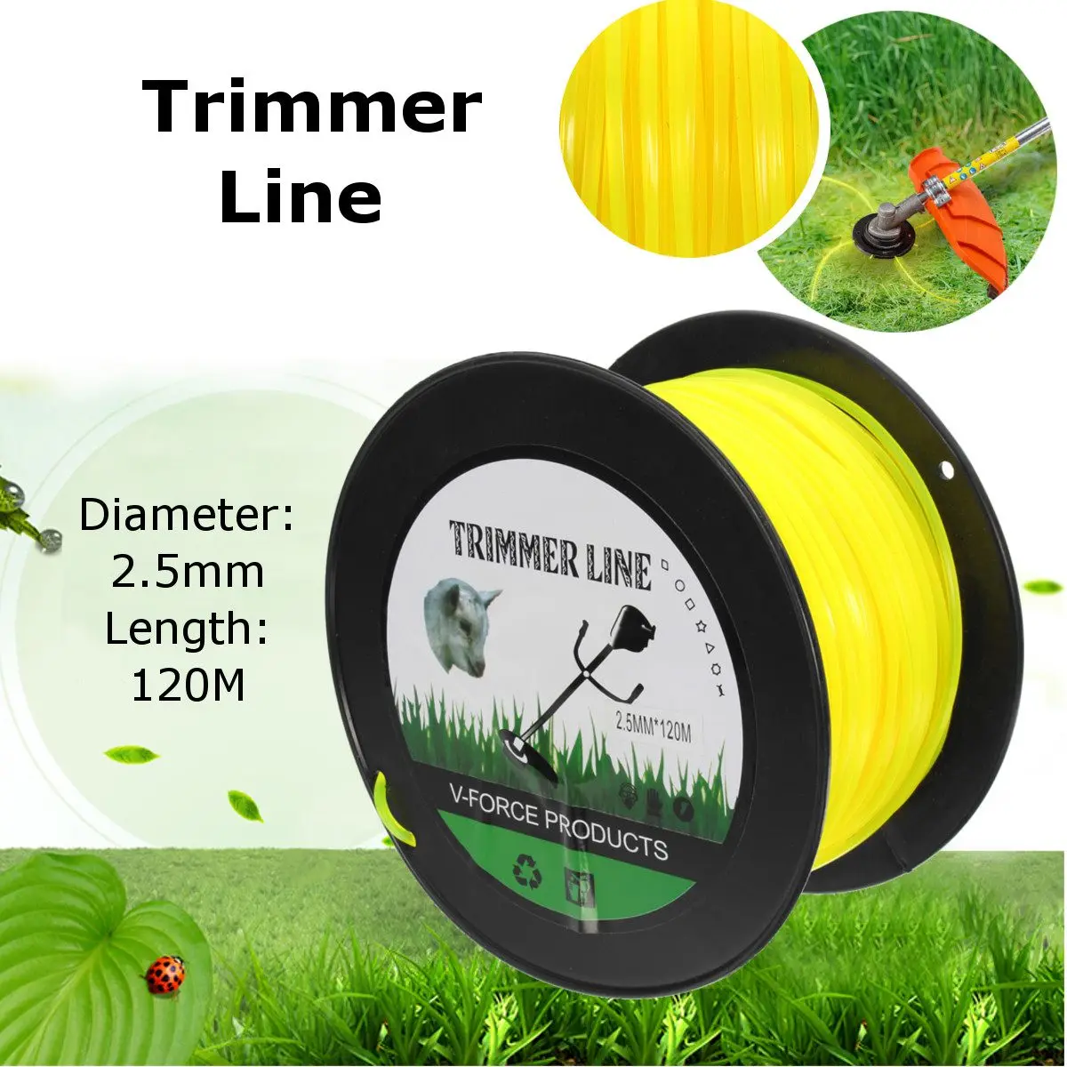 

2.5mm x 120m Strimmer Trimmer Line Brushcutter Wire Nylon Cord Mower Rope Tools Kit