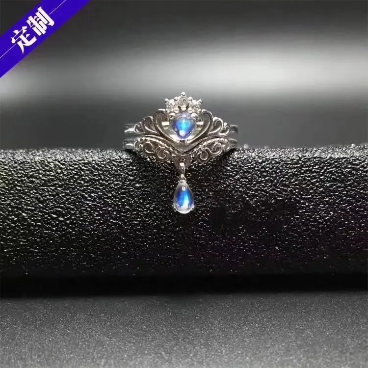 Верность натуральный 4*6 мм синий лунный камень "любителей камня кольцо s925 стерлингового серебра ювелирные украшения для женщин вечерние