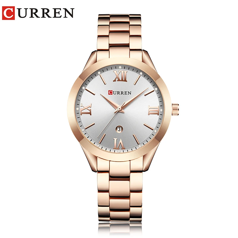 

CURREN women watches rose gold steel quartz watch top brand luxury ladies wristwatches relogio feminino calendar clock female