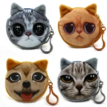 New Fashion Cute Cat Face Zipper Case Coin Purse Wallet Makeup Buggy Bag Pouch animal shape