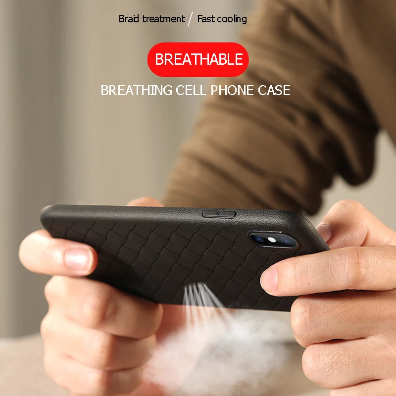 iONCT Luxury Weave breathable Soft Silicon case For iphone 6 case iphone 7 case Full cover For iphone 6s 8 plus X Phone Case