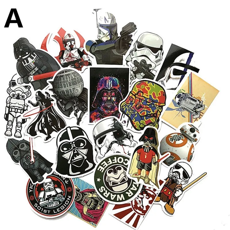 

25 Pcs Cartoon Stickers For Star Wars Mixed Series For Notebook PC Skateboard Bicycle Car Motorcycle DIY Waterproof Toy Sticker