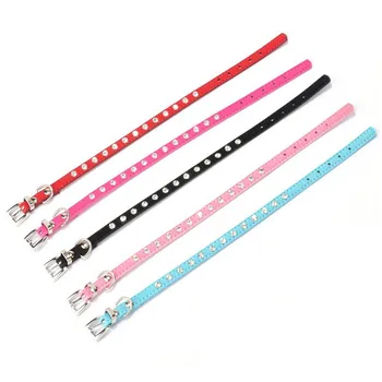 

Pet Suede Collar PU Leather Crystal Rhinestone Dog Puppy Cat Collar Necklace XXS XS S M