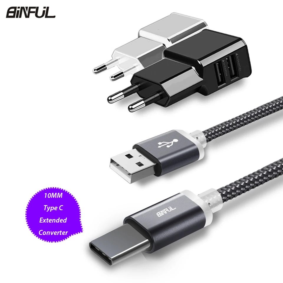 

10mm Long USB Type C Extended Connector Charger With Cable For Blackview BV8000/BV9000/Pro S6 Oukitel K10000 Max USB-C Charging