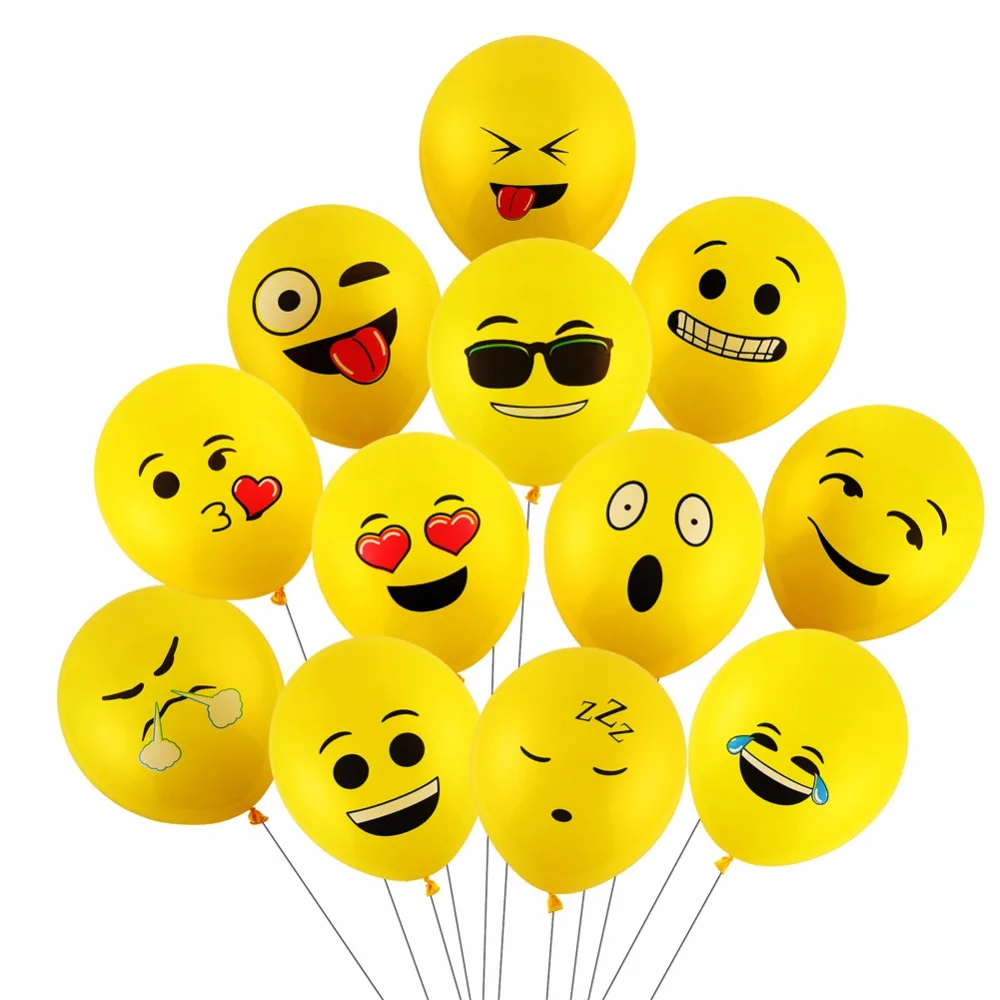 

10 Piece 12inch Emoji Balloons Smiley Face Expression Yellow Latex Cute Balloons Wedding Party Cartoon Inflatable Balloons Decor