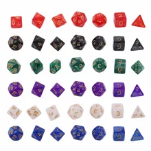 New Arrival 7 Pcs Set Bright Color Digital Dice Creative Multi-Faceted Pearl Gemmed Acrylic Dice 16-20mm D4 D6 D8 D10 D12 D20
