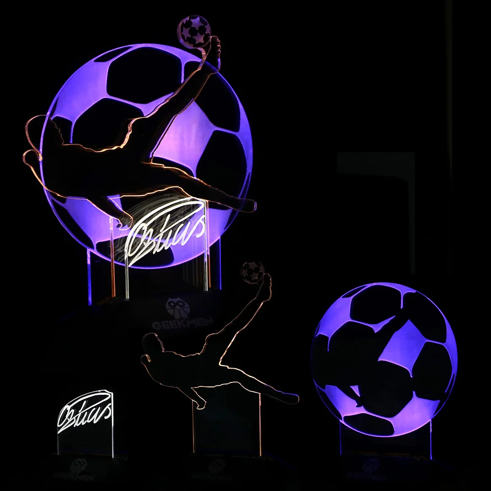 CR7 Криштиано Роналдо ударный мяч 3D линия лампа футболист Новинка светодиодный ночник настольная лампа 3D Оптическая иллюзия свет
