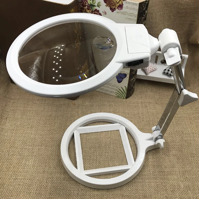 

New 2.5X Desktop Magnifier Embroidery Reading Stand Magnifying Glasses with Lighting LED Loupe
