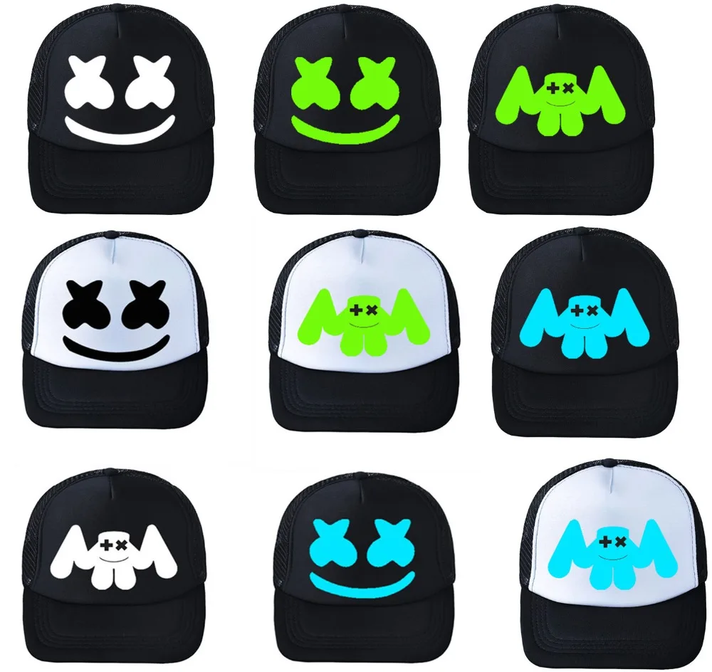 

1 PC Marshmello Mask Hat Marshmello DJ Cosplay Party Comfortable Breathable Canvas Hat Freely Resizing Caps