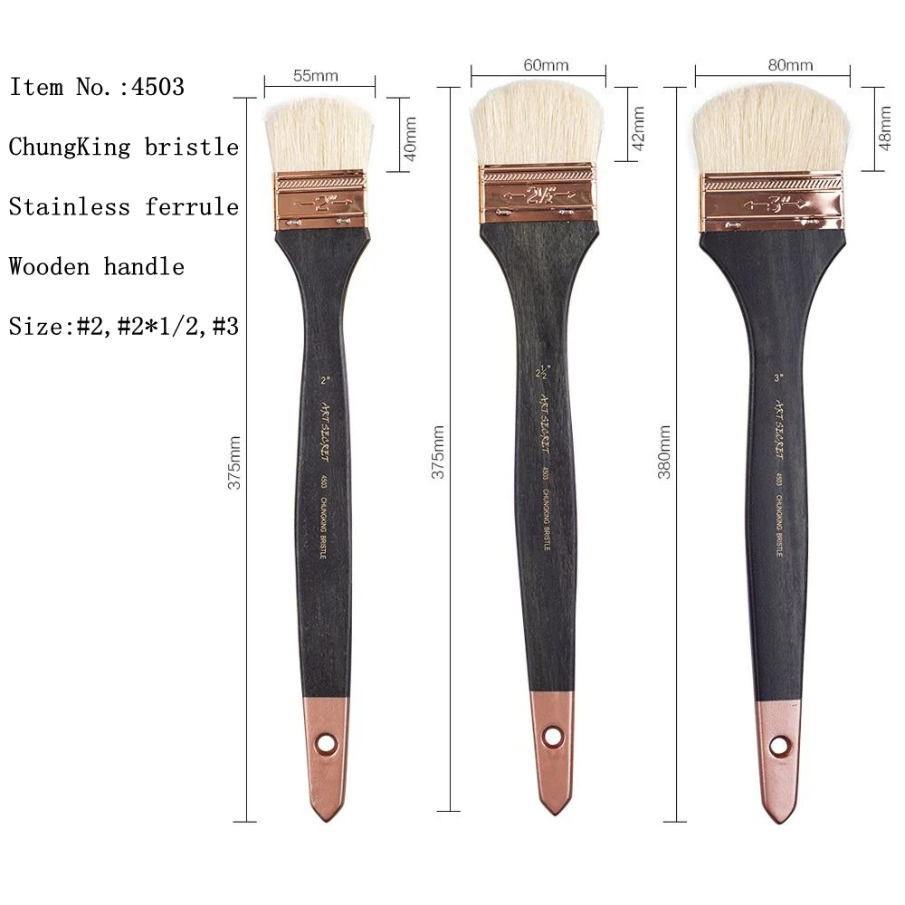 Высокое качество 4503 Chungking щетиной с деревянной ручкой из нержавеющей стали наконечник краски художественная живопись кисти для акрила и масла