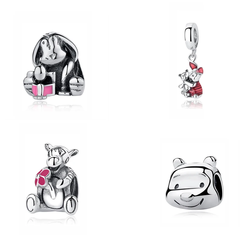 

Original 100% 925 Sterling Silver Charm Bead Cartoon Piggy Tiger Bear Pendant Charms Fit Pandora Bracelets Women Diy Jewelry
