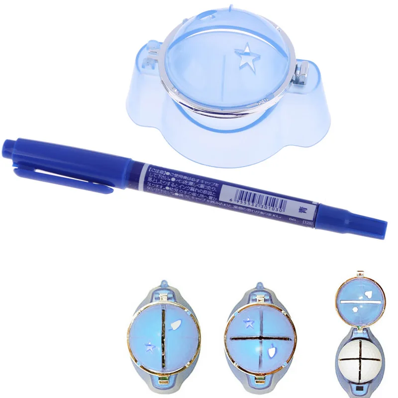 High Quality Plastic Golf Ball Liner Marker Template Drawing Alignment Tool Plastic Pen Blue Golf Marker Template