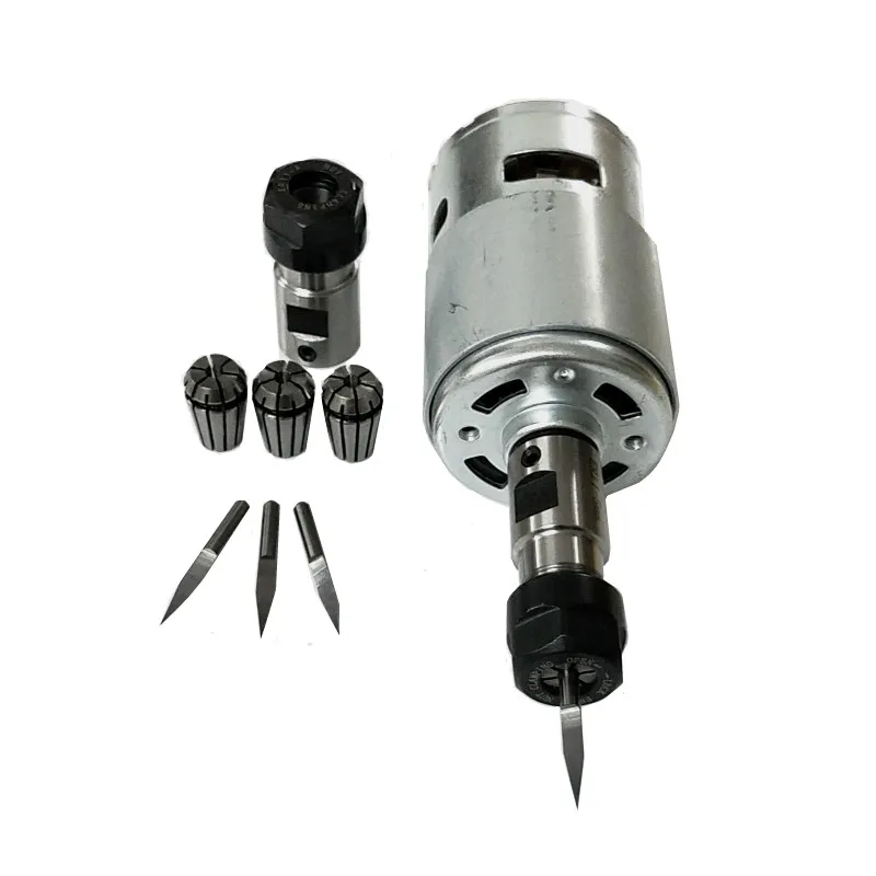 775 DC Motor 12-36V 4000-12000 RPM Ball Bearing Spindle Motor with ER11 Extension Rod Carving Knife for CNC Router Machine