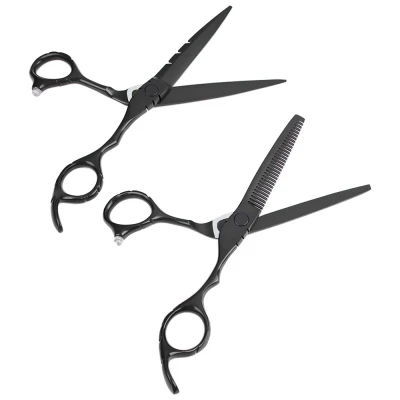 2Pcs 6.0 Inch Salon Stainless Steel Hair Scissors Thinning and Cutting Set Barber Shears 30 Teeth 2Pcs 6.0 Inch Salon Stainless Steel Hair Scissors Thinning and Cutting Set Barber Shears 30 Teeth