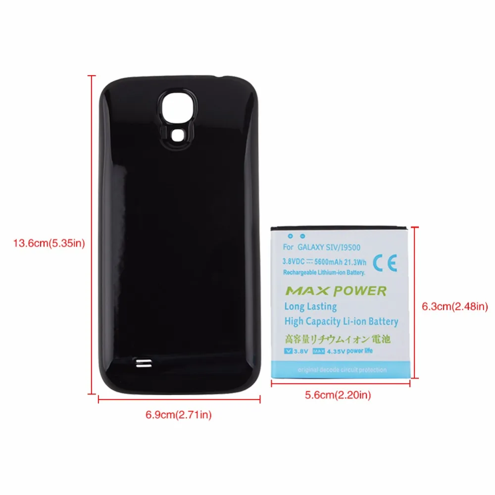 Для телефона samsung Расширенный резервный более толстый аккумулятор 5600 мАч+ Черная задняя крышка для samsung Galaxy S4 SIV i9500 запасная батарея