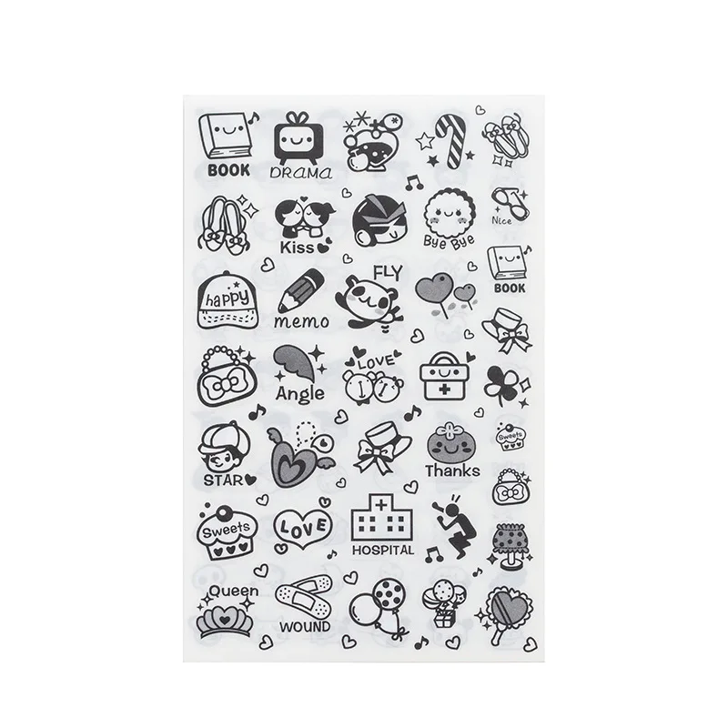 (6 шт./лот) Kawaii Life наклейка с логотипом черно белые декоративные канцелярские