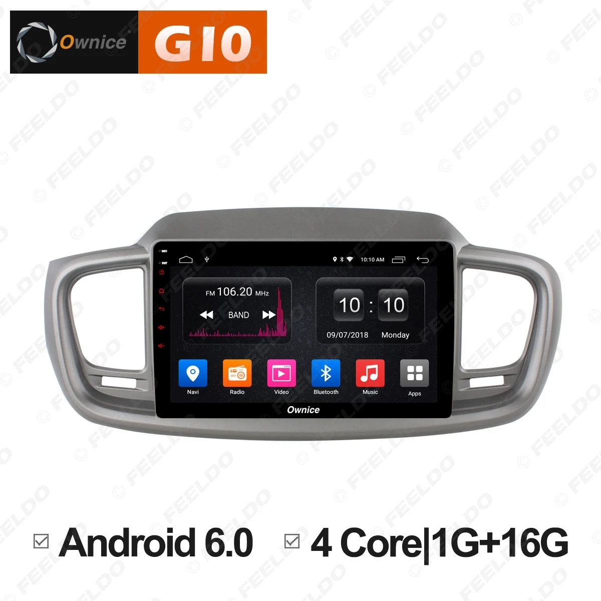 Sale FEELDO 10.1" Android 6.0 4-Core/DDR3 1G/16G/Support 4G Dongle Car Media Player With GPS For Sorento 2015/2016 ( Sorento 3 Prime) 0