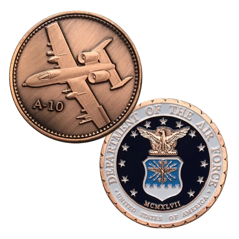 Питания Медь покрытием ВВС США a-10 ВВС США Военная Униформа вызов монета/медаль 5045