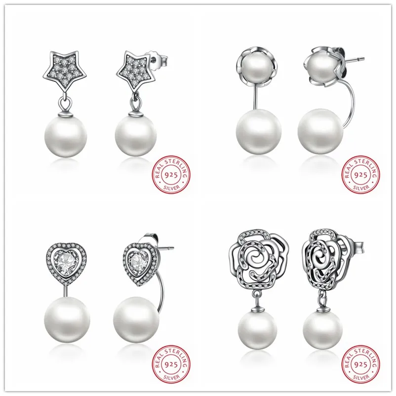 

Hot Selling 925 Sterling Silver Drop Earrings for Women Elegant Natural Beaded Pearl Jewelry Gift Top Quality Dangle Earrings