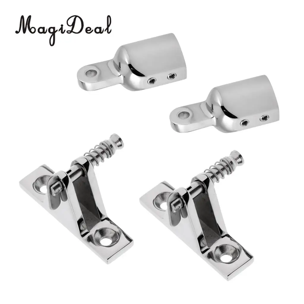 2x Marine 316 Stainless Steel Kayak Boat Quick Release Deck Hinge Mount +2x Bimini Top Cover 1'' Eye End Cap Dinghy Canopy Yacht