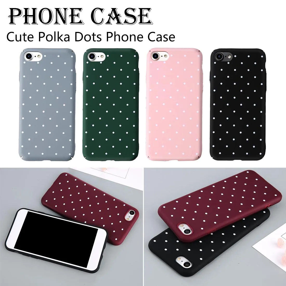 

Cute Polka Dots Phone Case silicone shockproof for iPhone 7 8 Plus X XR XS MAX