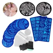 13 pcs Rendas Flor Rosa Prego Placas de Imagem Floresta + 2 Conjunto Batedor Raspador Nail Art Stamping Placa Nail Art ferramentas(China)