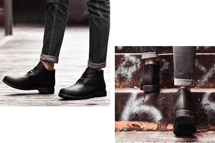 Новинка года; модные мужские зимние ботинки; мужская теплая обувь из натуральной кожи; мужские уличные Ботинки martin для отдыха; английская Мужская обувь в стиле ретро