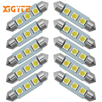 

10PCS Car led 31mm 36mm 39mm 41mm 12V C5W Cold White 3 SMD LED Festoon Interior Dome Light Lamp Bulb For Carng Car-Styling