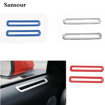 

Sansour ABS Interior Side Door AC Vent Decoration Cover Circle Red/Blue/Silver Color Fit For Mustang 2015 2016 Car-Styling