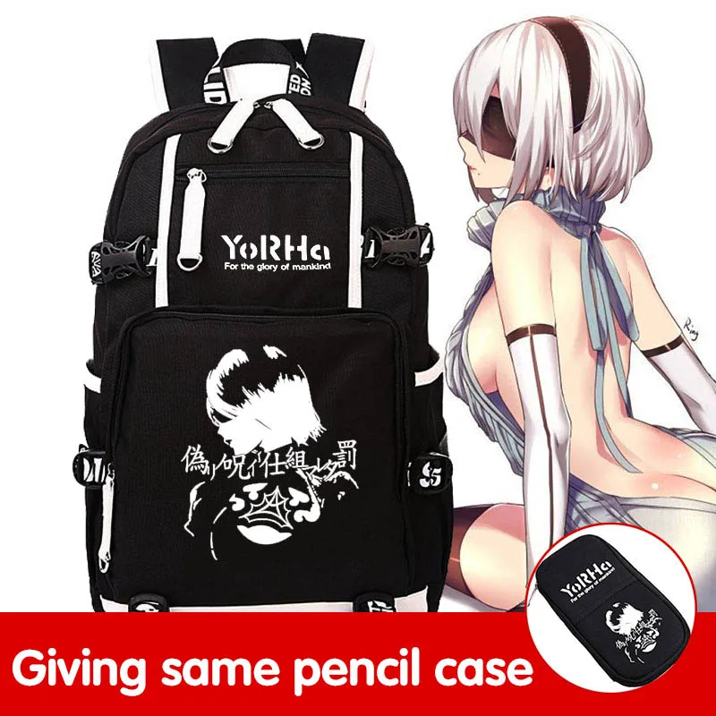 

HOT SALE NieR Automata backpack YoRHa No2 Type B color luminous printing schoolbag YoRHa 2B laptopbag gift teenagers USBcharging