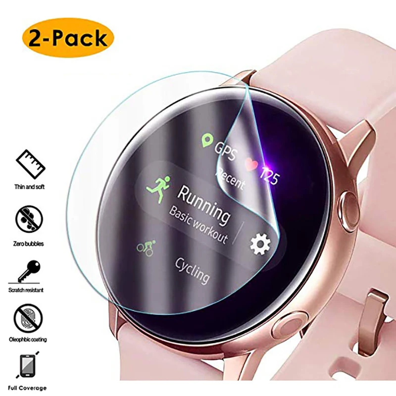 2pcs Ultra-thin Protective Film for Samsung Watch Active 2 40mm 44mm Soft 3D Round Edge Screen Protector Cover Band