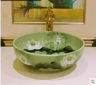 

Wei special jingdezhen art basin - basin - the stage basin - the lavabo that wash a face - green