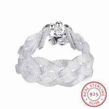 Lekani, 21 см, сетчатый крест, браслеты 2,5 см, большая ширина, крученые браслеты, хорошее ювелирное изделие, 925 пробы, серебряные браслеты, Pulseira De Prata