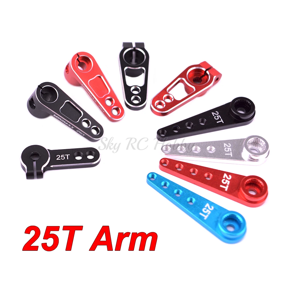 

Aluminum Alloy 25T Steering Servo Arm Horn Black / Red / Blue / Silver Color for RC Car Crawler Toy Parts