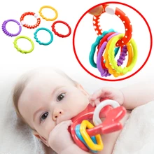 

New Teether Ring Links Plastic Safe Baby Kids Infant Charms Rainbow Teething Stroller Gym Pacifier Hook Play Safe BabY Love Toys
