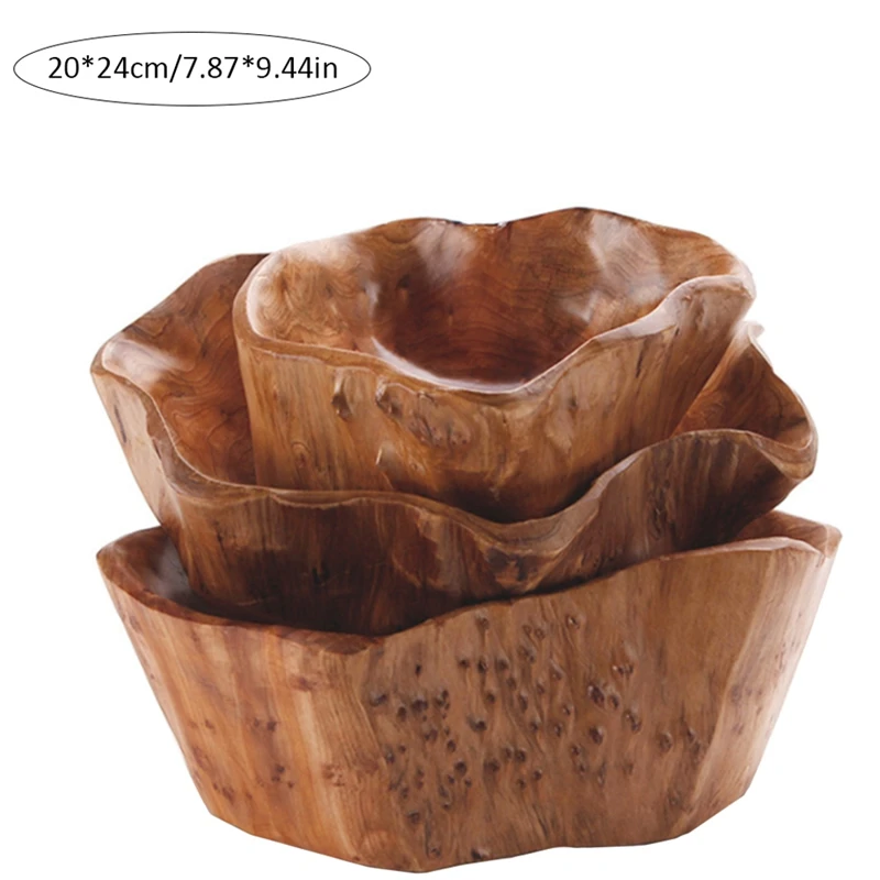 LUDA Household Fruit Bowl Wooden Candy Dish Fruit Plate Wood Carving Root Plate Wood 20-24 Cm fruit plate wooden tableware