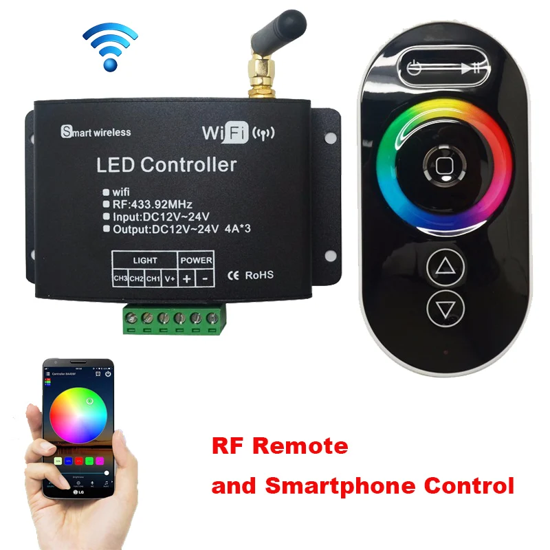 Wifi Светодиодная лента RGB водонепроницаемая лента 5050 25 м 15 м 10 м RF сенсорный пульт RGB светодиодный wifi контроллер усилитель+ 12 В Светодиодный источник питания