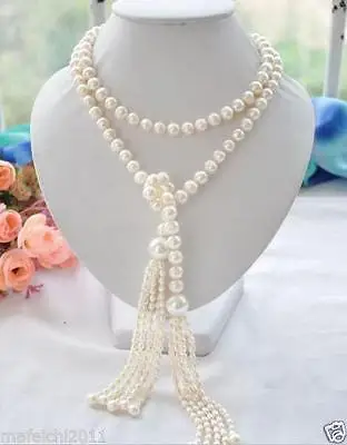 

Hot sell Noble- FREE SHIPPING>>>@@ new Long PERFECT 7-8+11mm white akoya pearl necklace 60inch