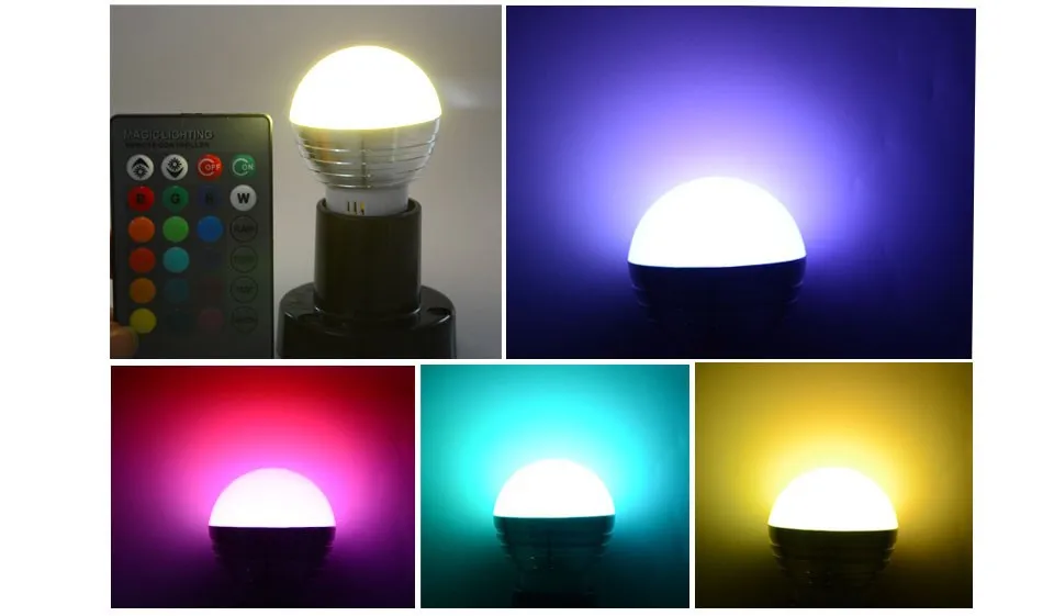 1 шт. E27 E14 лампа из светодиодов RGB AC 110 220 В 5Вт колба лампы RGB с регулируемой яркостью волшебный светодиод для празника+один IR пульт дистанционного управления 16 цветов