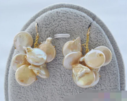 

hot sell new - free shipping 09296 Champagne COIN FRESHWATER PEARL DANGLE Grapes EARRING
