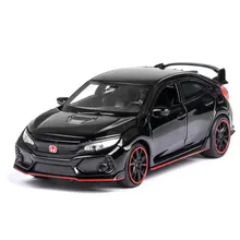 1:32 HONDA CIVIC TYPE-R литые под давлением и игрушечные транспортные средства металлическая модель автомобиля звуковой светильник коллекция автомобилей игрушки для детей Рождественский подарок