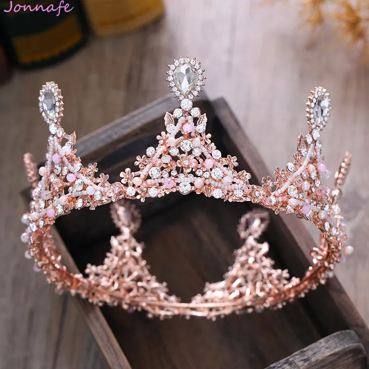 Jonnafe обручальное кольцо из розового золота корона кристалл люкс Круглый тиара
