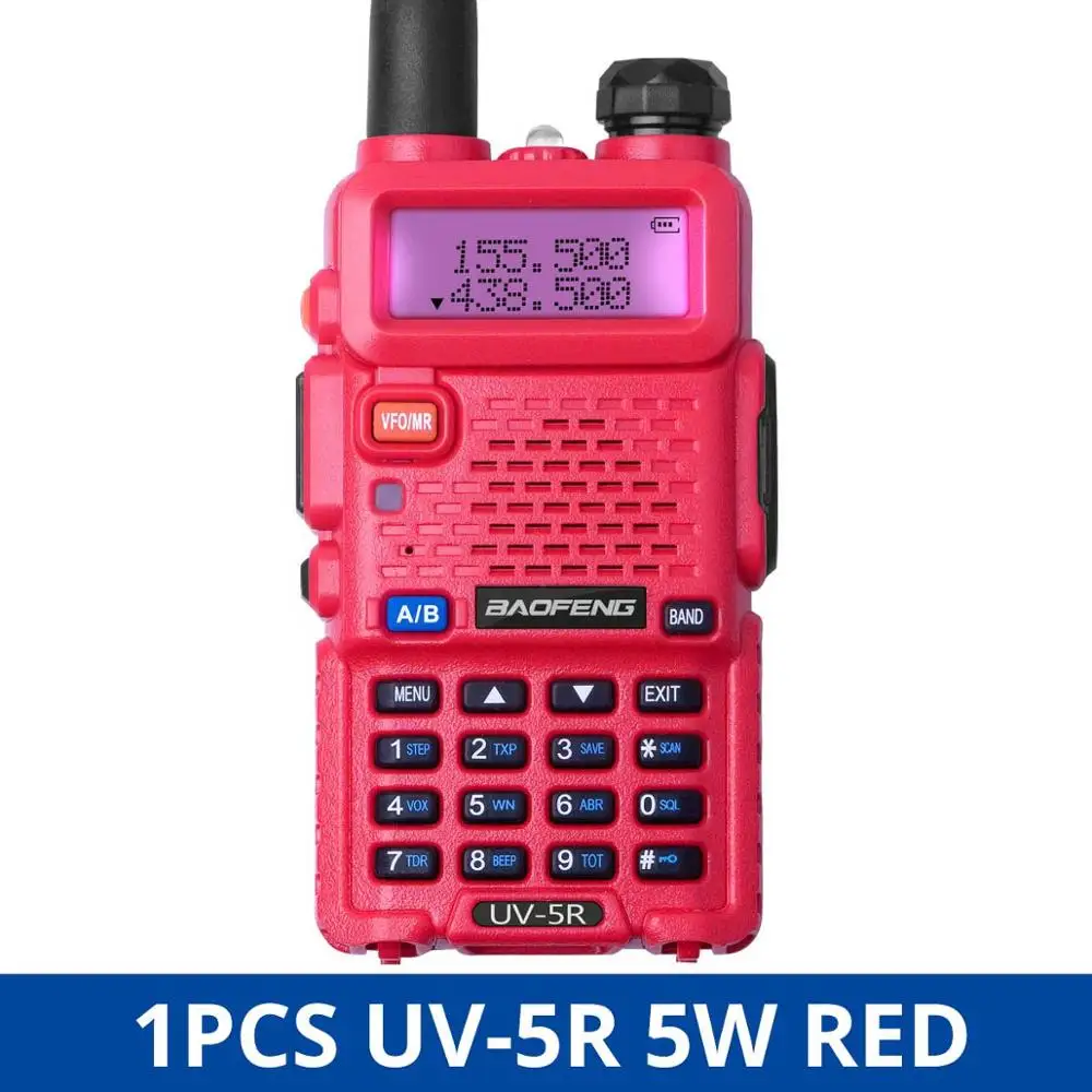 Baofeng UV-5R портативная рация Мини UV 5R CB радиостанция Двухдиапазонная UHF VHF Портативная радиостанция двухстороннее радио Comunicador UV5R BF-UV5R - Цвет: 5W Red